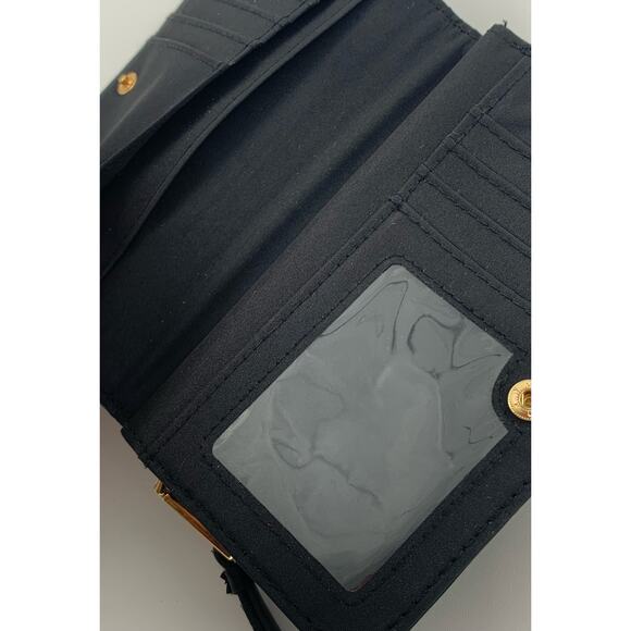 Small Black Wallet Womens Zipper Snap Card Slots Coin Pocket Smooth Window Slot - Picture 7 of 8